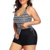 imageYonique Women Plus Size Tankini with Shorts Two Piece Bathing Suits Athletic Swimsuits Tummy Control SwimwearBlack White
