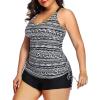 imageYonique Women Plus Size Tankini with Shorts Two Piece Bathing Suits Athletic Swimsuits Tummy Control SwimwearBlack White