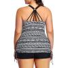 imageYonique Women Plus Size Tankini with Shorts Two Piece Bathing Suits Athletic Swimsuits Tummy Control SwimwearBlack White