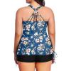 imageYonique Women Plus Size Tankini with Shorts Two Piece Bathing Suits Athletic Swimsuits Tummy Control SwimwearBlue Colorful Floral