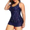 imageYonique Women Plus Size Tankini with Shorts Two Piece Bathing Suits Athletic Swimsuits Tummy Control SwimwearBlue Colorful Galaxy