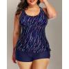 imageYonique Women Plus Size Tankini with Shorts Two Piece Bathing Suits Athletic Swimsuits Tummy Control SwimwearBlue Colorful Galaxy