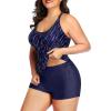 imageYonique Women Plus Size Tankini with Shorts Two Piece Bathing Suits Athletic Swimsuits Tummy Control SwimwearBlue Colorful Galaxy