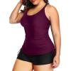 imageYonique Women Plus Size Tankini with Shorts Two Piece Bathing Suits Athletic Swimsuits Tummy Control SwimwearDark Purple