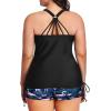 imageYonique Women Plus Size Tankini with Shorts Two Piece Bathing Suits Athletic Swimsuits Tummy Control SwimwearFlamingo