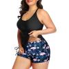 imageYonique Women Plus Size Tankini with Shorts Two Piece Bathing Suits Athletic Swimsuits Tummy Control SwimwearFlamingo
