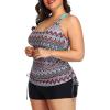 imageYonique Women Plus Size Tankini with Shorts Two Piece Bathing Suits Athletic Swimsuits Tummy Control SwimwearGeometric Pink