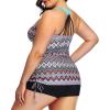 imageYonique Women Plus Size Tankini with Shorts Two Piece Bathing Suits Athletic Swimsuits Tummy Control SwimwearGeometric Pink