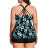 imageYonique Women Plus Size Tankini with Shorts Two Piece Bathing Suits Athletic Swimsuits Tummy Control SwimwearGreen Paisley