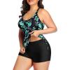 imageYonique Women Plus Size Tankini with Shorts Two Piece Bathing Suits Athletic Swimsuits Tummy Control SwimwearGreen Paisley