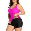 imageYonique Women Plus Size Tankini with Shorts Two Piece Bathing Suits Athletic Swimsuits Tummy Control SwimwearHot Pink