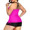 imageYonique Women Plus Size Tankini with Shorts Two Piece Bathing Suits Athletic Swimsuits Tummy Control SwimwearHot Pink