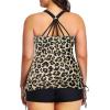 imageYonique Women Plus Size Tankini with Shorts Two Piece Bathing Suits Athletic Swimsuits Tummy Control SwimwearLeopard