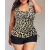 imageYonique Women Plus Size Tankini with Shorts Two Piece Bathing Suits Athletic Swimsuits Tummy Control SwimwearLeopard