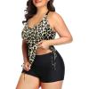 imageYonique Women Plus Size Tankini with Shorts Two Piece Bathing Suits Athletic Swimsuits Tummy Control SwimwearLeopard