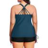 imageYonique Women Plus Size Tankini with Shorts Two Piece Bathing Suits Athletic Swimsuits Tummy Control SwimwearMalachite Green