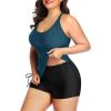 imageYonique Women Plus Size Tankini with Shorts Two Piece Bathing Suits Athletic Swimsuits Tummy Control SwimwearMalachite Green