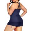 imageYonique Women Plus Size Tankini with Shorts Two Piece Bathing Suits Athletic Swimsuits Tummy Control SwimwearNavy Blue