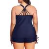 imageYonique Women Plus Size Tankini with Shorts Two Piece Bathing Suits Athletic Swimsuits Tummy Control SwimwearNavy Blue