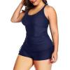 imageYonique Women Plus Size Tankini with Shorts Two Piece Bathing Suits Athletic Swimsuits Tummy Control SwimwearNavy Blue