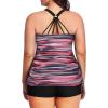 imageYonique Women Plus Size Tankini with Shorts Two Piece Bathing Suits Athletic Swimsuits Tummy Control SwimwearPink Stripes