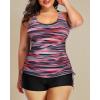 imageYonique Women Plus Size Tankini with Shorts Two Piece Bathing Suits Athletic Swimsuits Tummy Control SwimwearPink Stripes