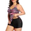 imageYonique Women Plus Size Tankini with Shorts Two Piece Bathing Suits Athletic Swimsuits Tummy Control SwimwearPink Stripes