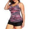 imageYonique Women Plus Size Tankini with Shorts Two Piece Bathing Suits Athletic Swimsuits Tummy Control SwimwearPink Stripes