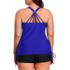 imageYonique Women Plus Size Tankini with Shorts Two Piece Bathing Suits Athletic Swimsuits Tummy Control SwimwearRoyal Blue