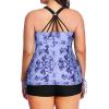 imageYonique Women Plus Size Tankini with Shorts Two Piece Bathing Suits Athletic Swimsuits Tummy Control SwimwearTie Dye
