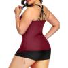 imageYonique Women Plus Size Tankini with Shorts Two Piece Bathing Suits Athletic Swimsuits Tummy Control SwimwearWine Red