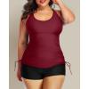 imageYonique Women Plus Size Tankini with Shorts Two Piece Bathing Suits Athletic Swimsuits Tummy Control SwimwearWine Red