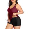 imageYonique Women Plus Size Tankini with Shorts Two Piece Bathing Suits Athletic Swimsuits Tummy Control SwimwearWine Red