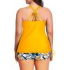 imageYonique Women Plus Size Tankini with Shorts Two Piece Bathing Suits Athletic Swimsuits Tummy Control SwimwearYellow