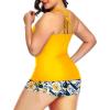 imageYonique Women Plus Size Tankini with Shorts Two Piece Bathing Suits Athletic Swimsuits Tummy Control SwimwearYellow