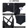 imageYonique Women Plus Size Two Piece Swimsuits High Waisted Bikini Set Tummy Control Bathing Suits Ruffle SwimwearBlack
