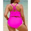 imageYonique Women Plus Size Two Piece Swimsuits High Waisted Bikini Set Tummy Control Bathing Suits Ruffle SwimwearHot Pink