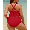 imageYonique Women Plus Size Two Piece Swimsuits High Waisted Bikini Set Tummy Control Bathing Suits Ruffle SwimwearRed
