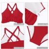 imageYonique Women Plus Size Two Piece Swimsuits High Waisted Bikini Set Tummy Control Bathing Suits Ruffle SwimwearRed