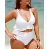 imageYonique Women Plus Size Two Piece Swimsuits High Waisted Bikini Set Tummy Control Bathing Suits Ruffle SwimwearWhite
