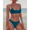 imageYonique Women Thong Brazilian Bikini Set with Padded Scoop Neck Bikini Top Two Piece Bathing Suit Peacock Blue S