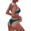 imageYonique Women Thong Brazilian Bikini Set with Padded Scoop Neck Bikini Top Two Piece Bathing Suit Peacock Blue S