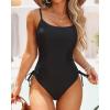 imageYonique Womens Athletic Swimsuits One Piece Bathing Suit Sport Training SwimwearDrawstringblack