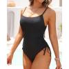 imageYonique Womens Athletic Swimsuits One Piece Bathing Suit Sport Training SwimwearDrawstringblack