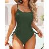 imageYonique Womens Athletic Swimsuits One Piece Bathing Suit Sport Training SwimwearDrawstringdark Army Green