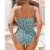 imageYonique Womens Athletic Swimsuits One Piece Bathing Suit Sport Training SwimwearDrawstringgreen and White Flower