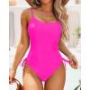 imageYonique Womens Athletic Swimsuits One Piece Bathing Suit Sport Training SwimwearDrawstringhot Pink