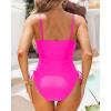 imageYonique Womens Athletic Swimsuits One Piece Bathing Suit Sport Training SwimwearDrawstringhot Pink