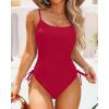 imageYonique Womens Athletic Swimsuits One Piece Bathing Suit Sport Training SwimwearDrawstringlight Burgundy