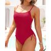 imageYonique Womens Athletic Swimsuits One Piece Bathing Suit Sport Training SwimwearDrawstringlight Burgundy